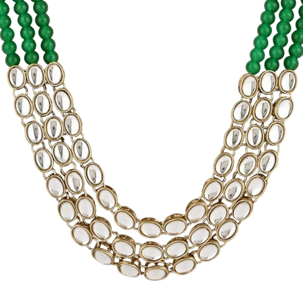 Mangalmurti Green Bead & Kundan Ganpati Mala