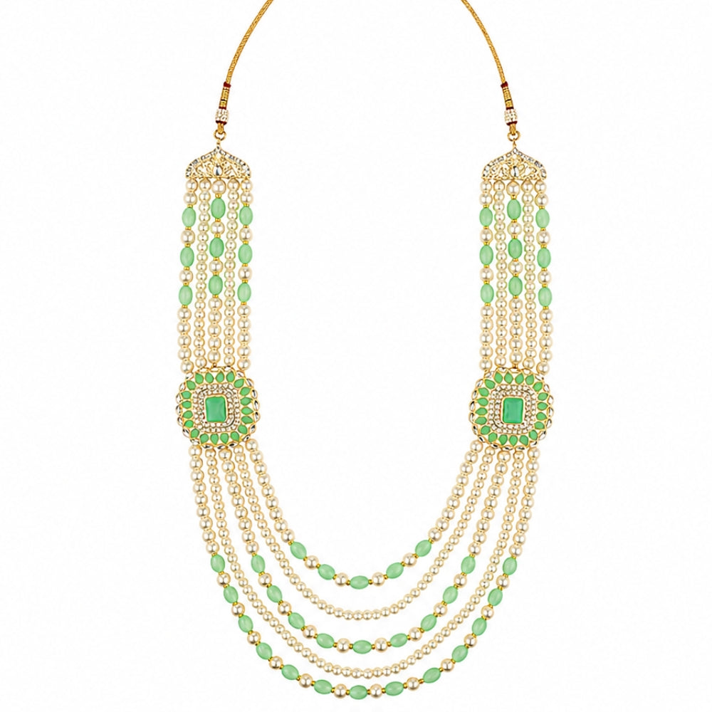 Muktidaya Mint Green Pearl Kundan Mala