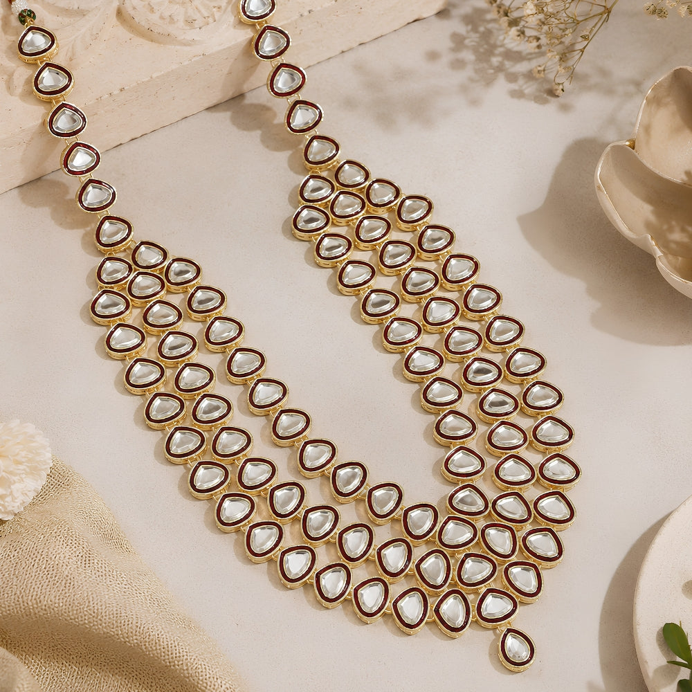 Gajananeti Maroon Kundan Mala