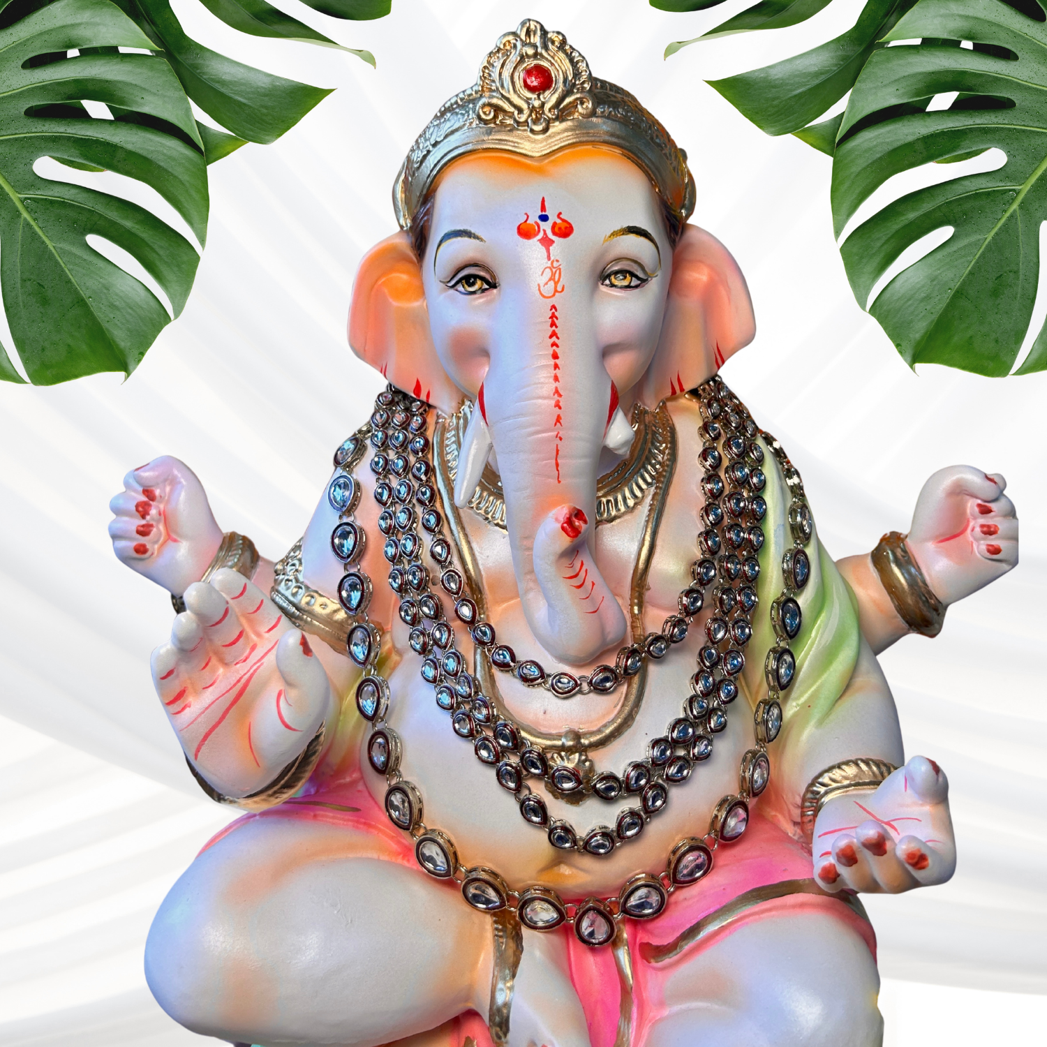 Ganapati Maroon  Kundan Mala
