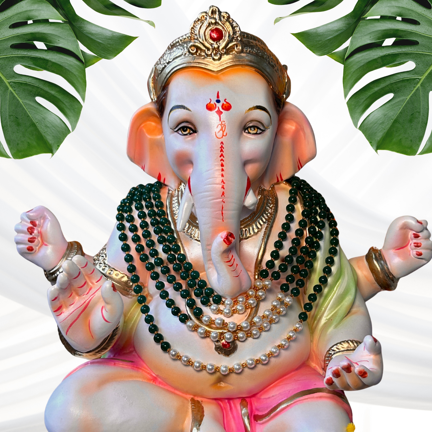 Nandana -Ganpati Emerald Green Kundan Mala