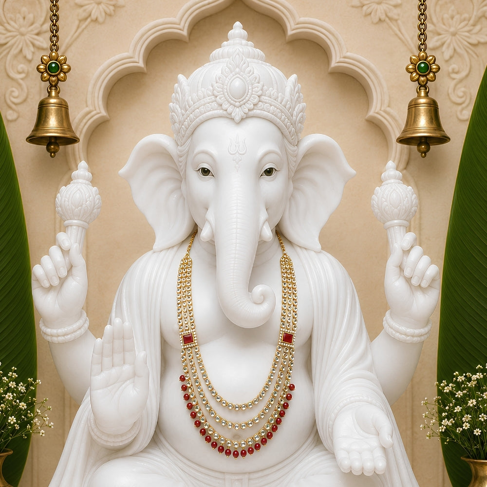 Vakratunda Red Bead & Kundan Ganpati Mala