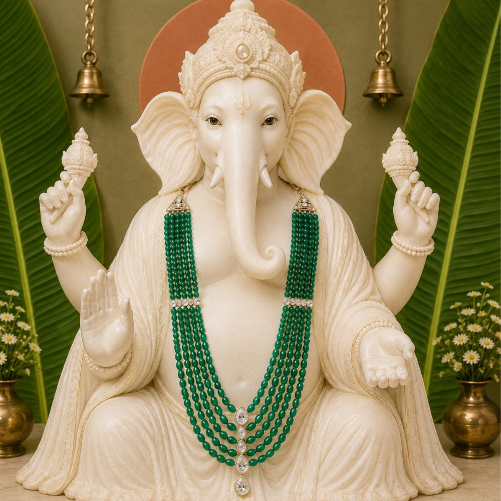 Mahaganapati -Green Pearl & Kundan Mala
