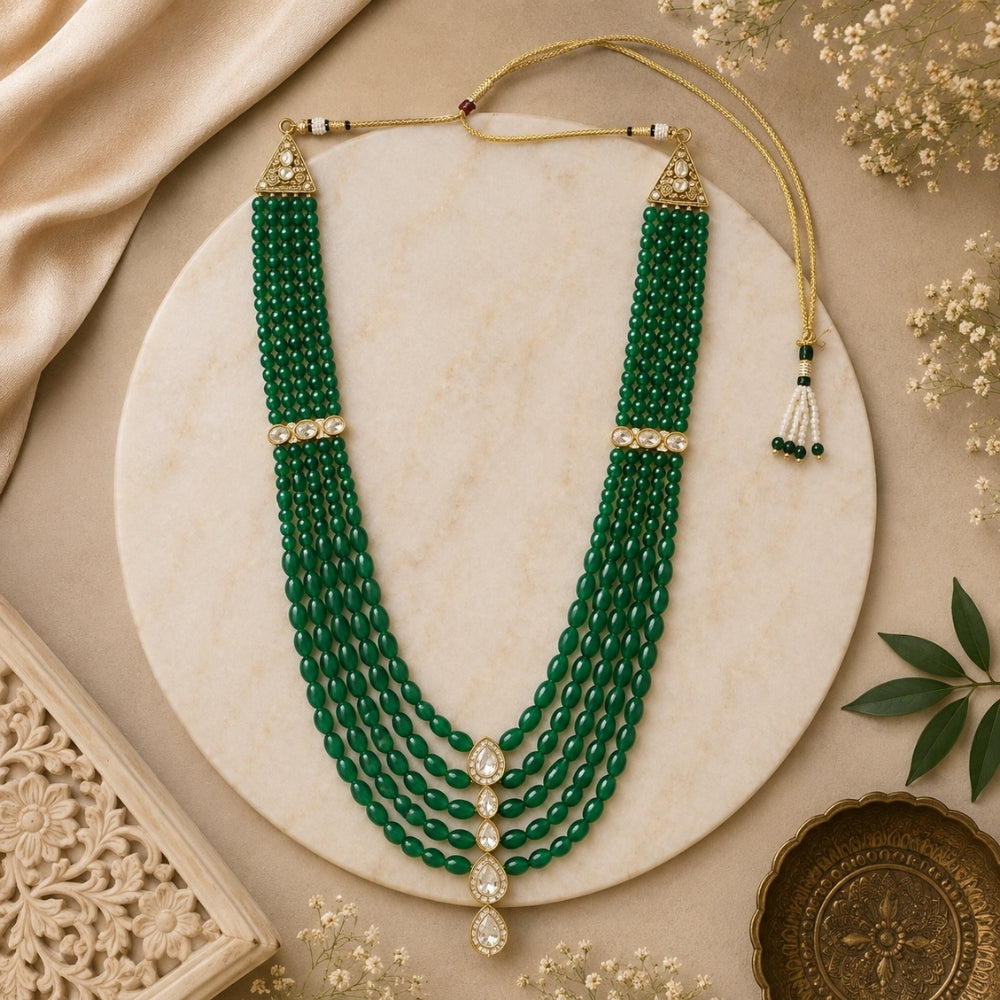 Mahaganapati -Green Pearl & Kundan Mala