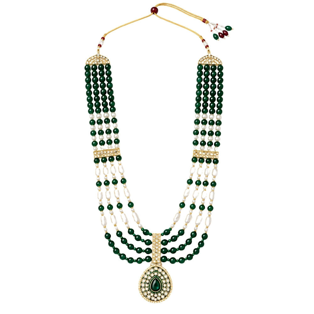 Sumukha Green Pearl & Kundan Ganpati Mala