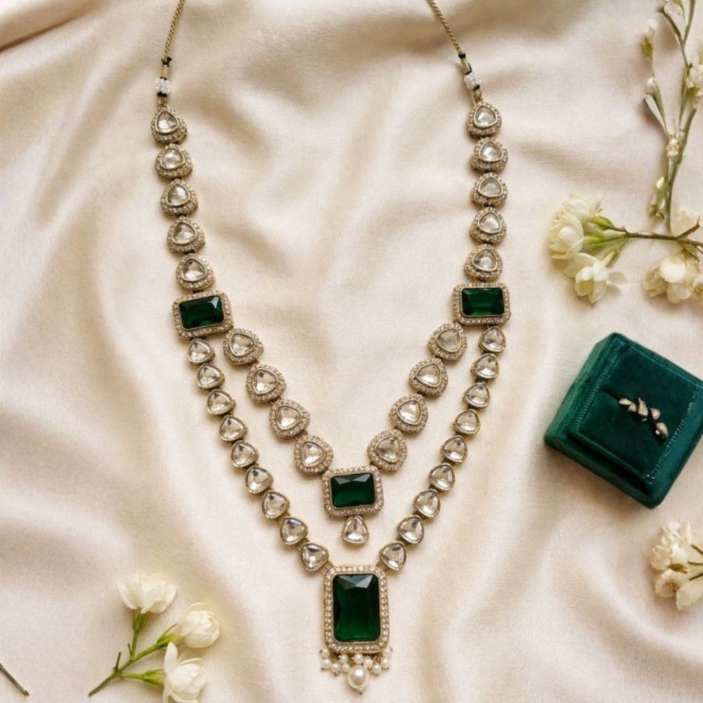 Vighneshvara- Green Kundan Mala for Ganpati