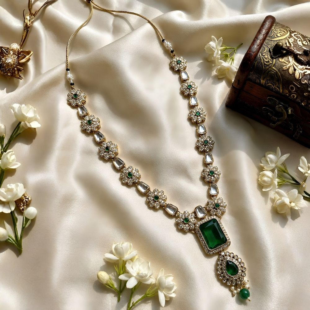 Shripati- Green Kundan Mala for Ganpati