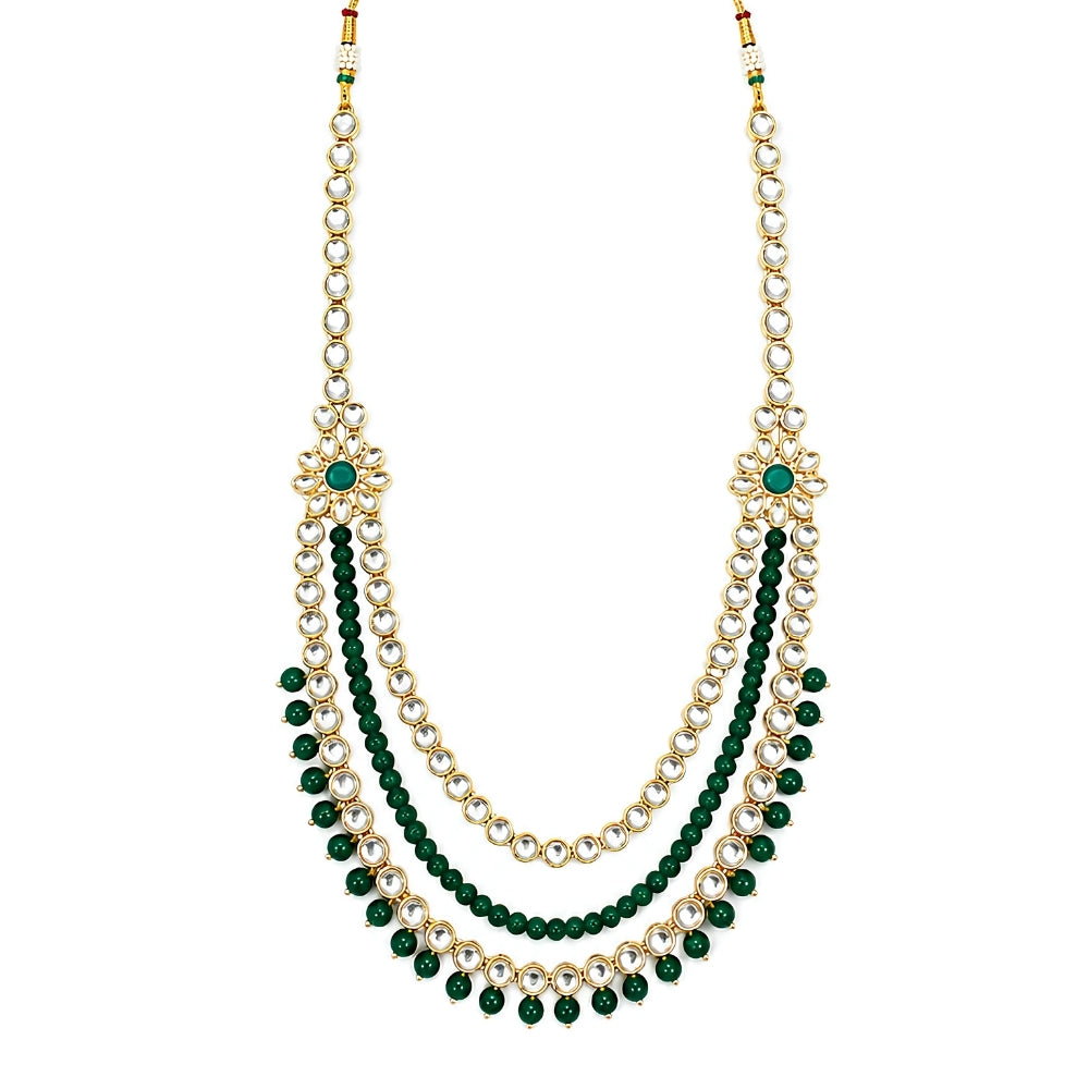 Bhalchandra Green Bead & Kundan Ganpati Mala