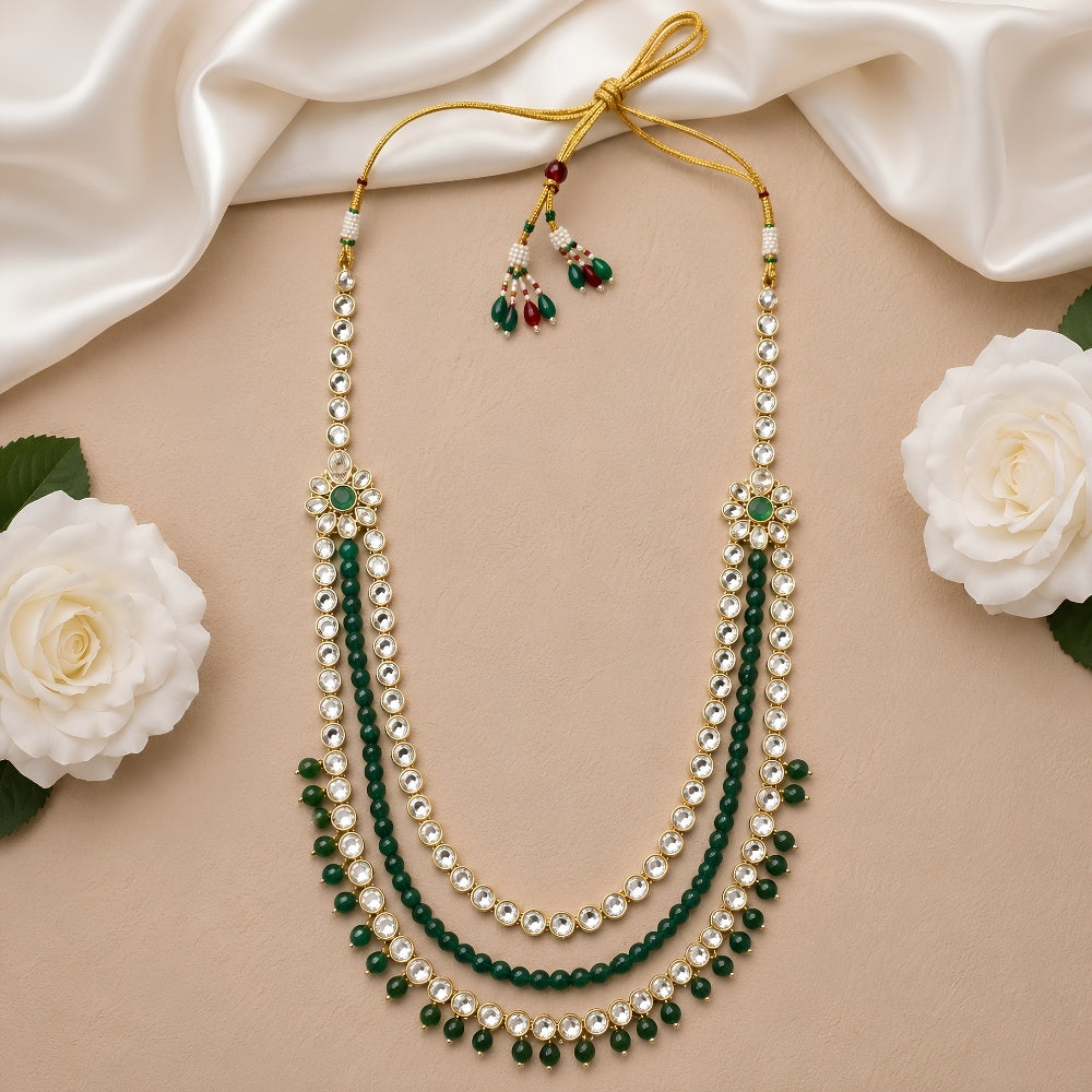 Bhalchandra Green Bead & Kundan Ganpati Mala