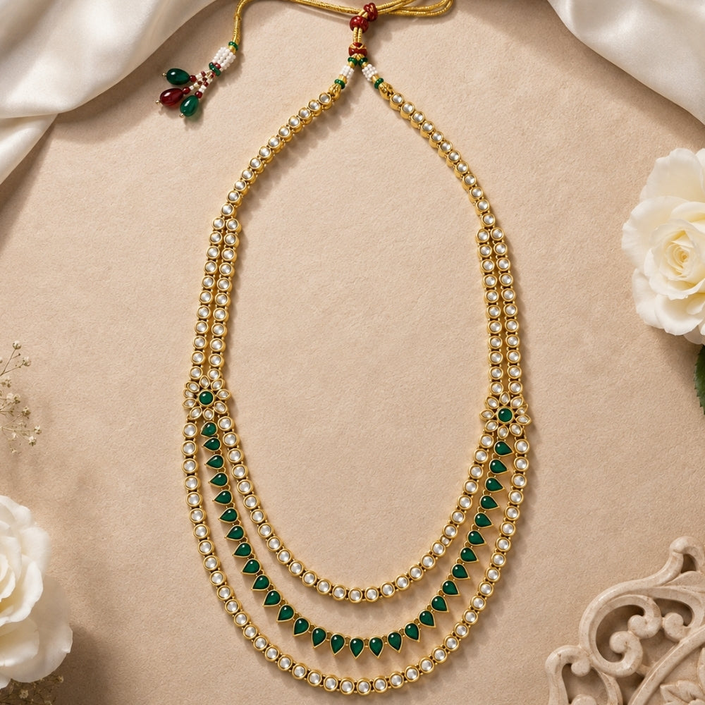 Siddhivinayak Green Kundan & Pearl Ganpati Mala