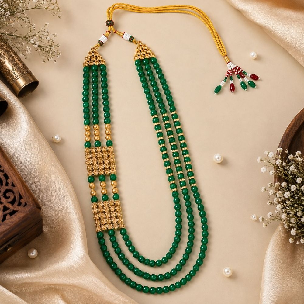 Sukhkarta Green Bead Ganpati Mala