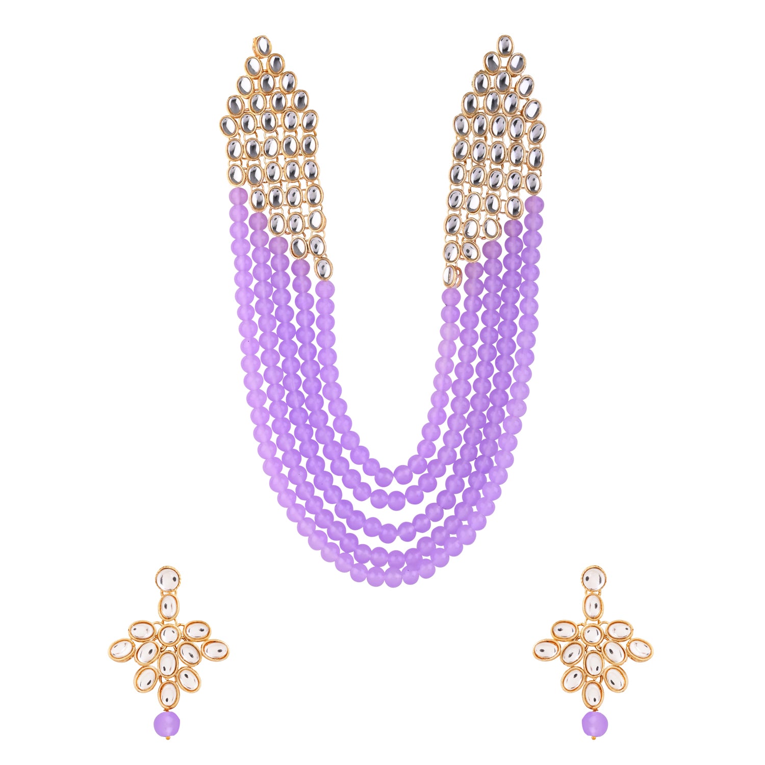 Aarvya - Purple Kundan Necklace Set