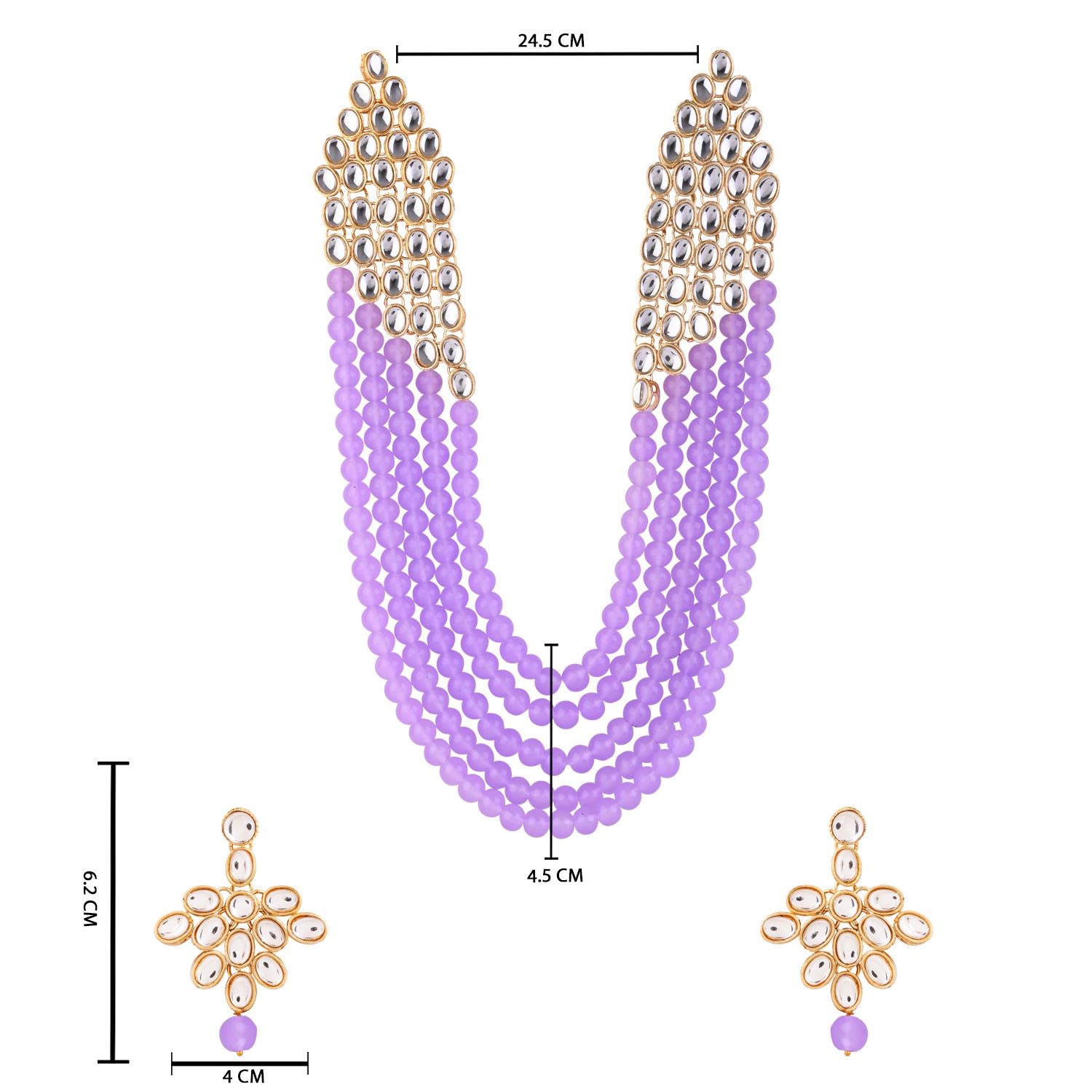 Aarvya - Purple Kundan Necklace Set