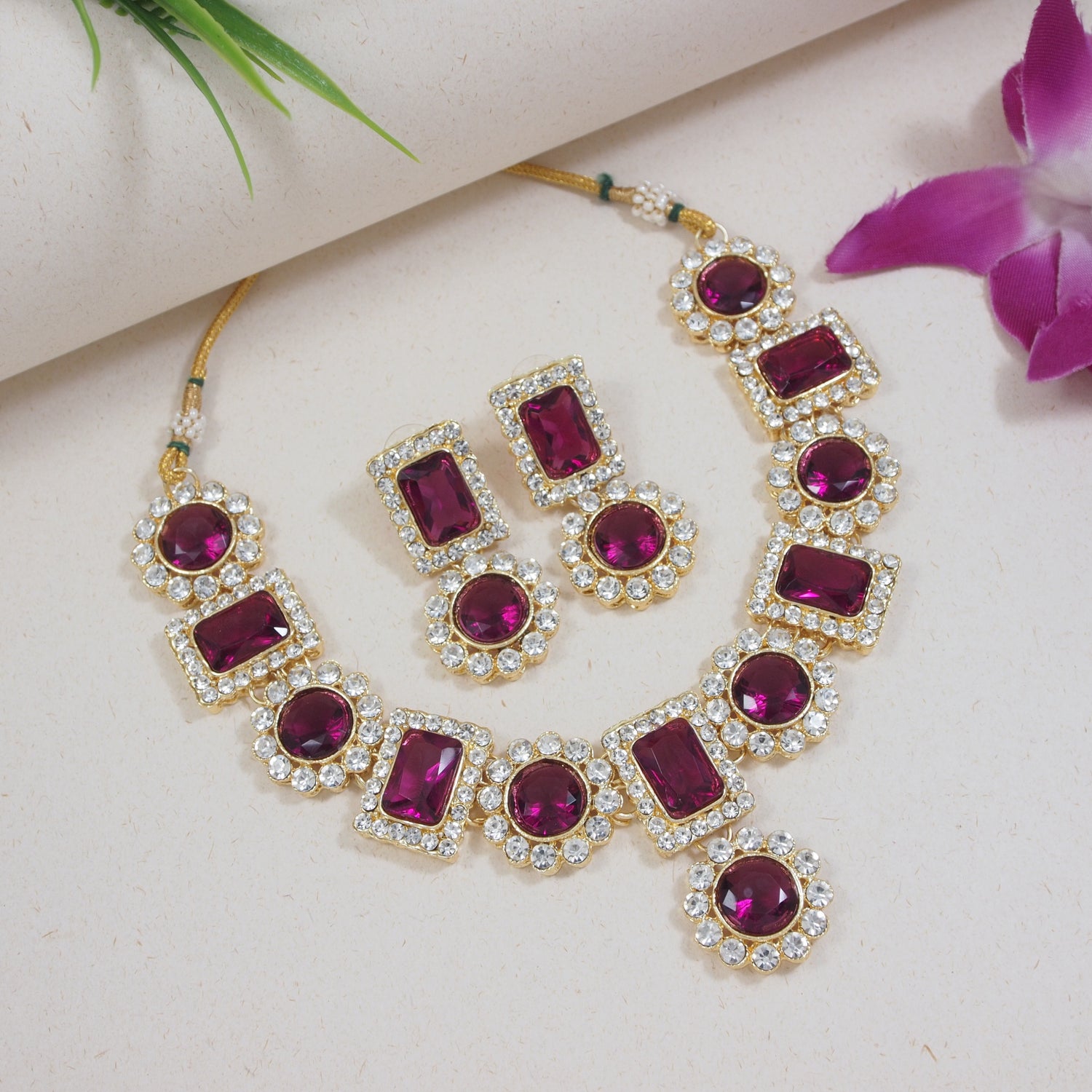 Tanushree Wine Necklace Set