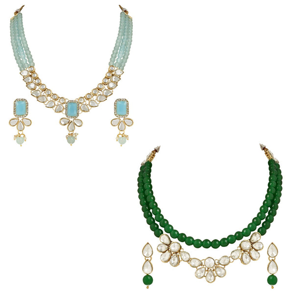 (Pack of 2) Kundan & Pearl Jewellery Set