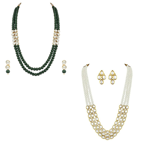 (Pack of 2) Kundan & Pearl Jewellery Set