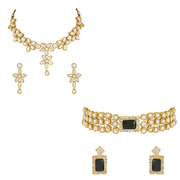(Pack of 2) Kundan & Pearl Jewellery Set