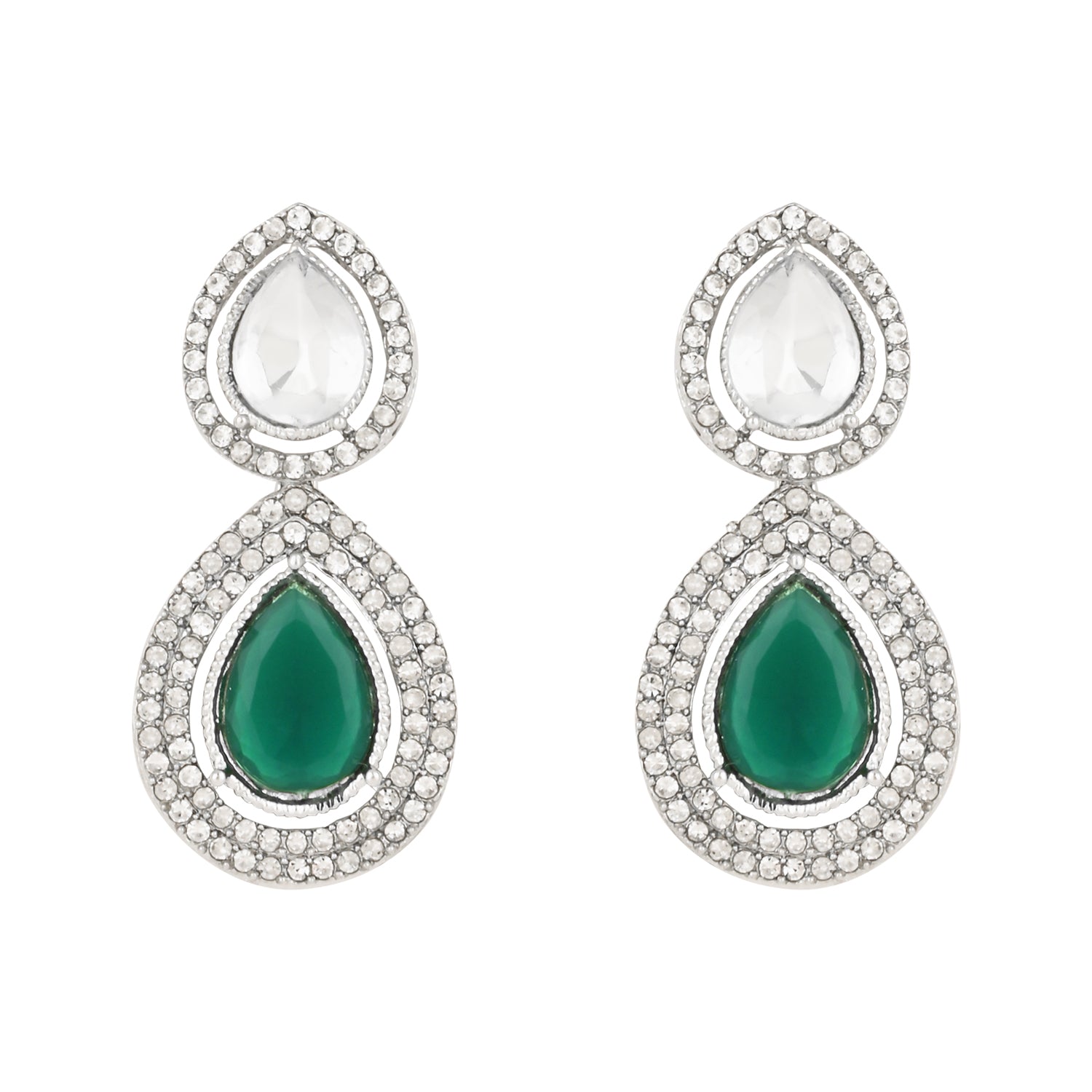 Hamsika Rhodium Green Choker Set