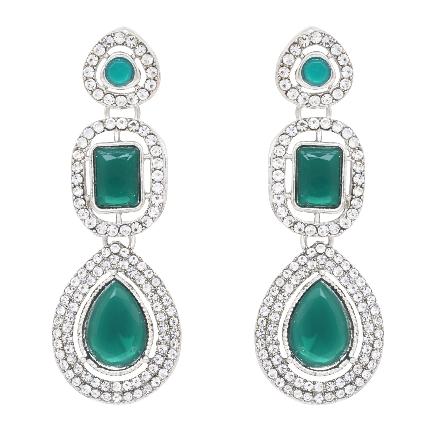 Bhumi Silver Green Necklace set