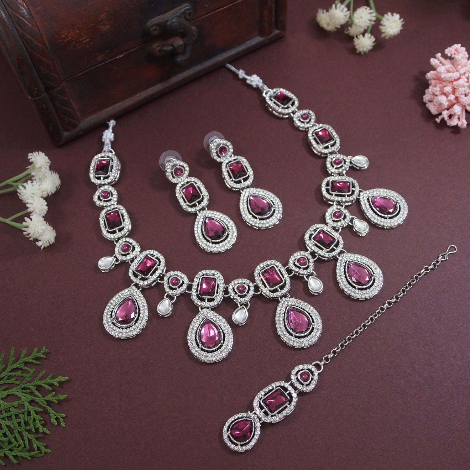 Bhumi Silver Wine Necklace set