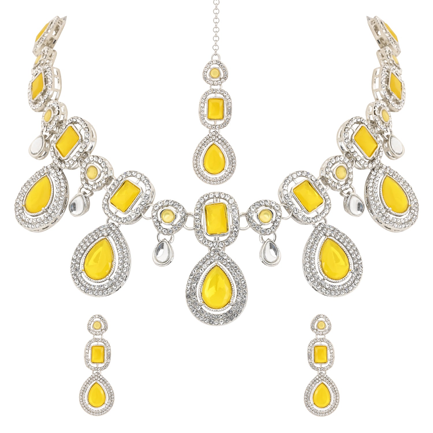 Bhumi Silver Yellow Necklace set