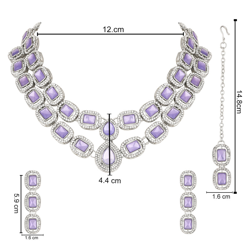 Parineeti Rhodium Purple Necklace set