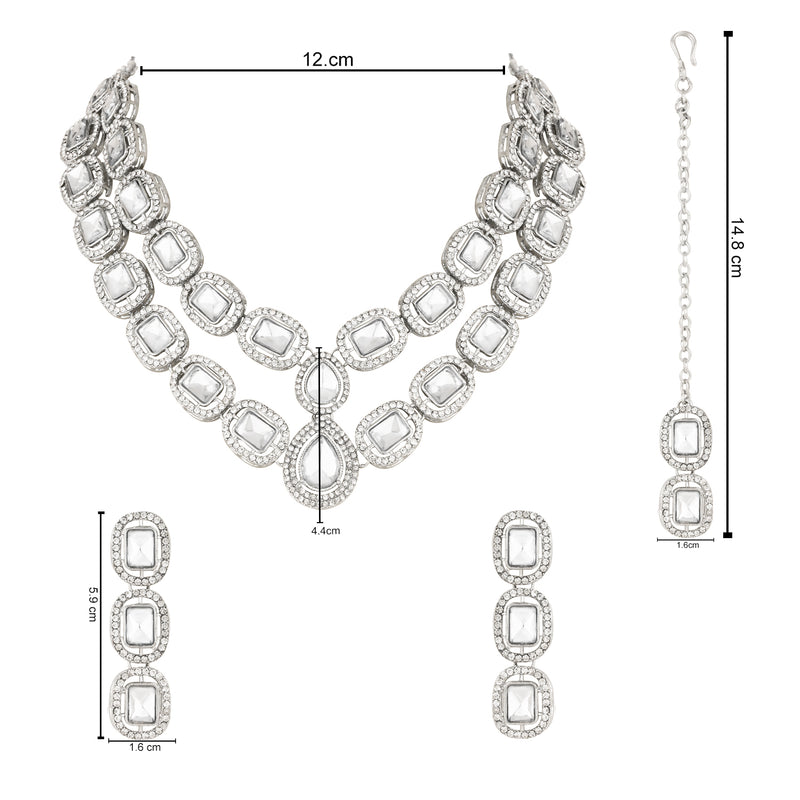 Parineeti Rhodium White Necklace set