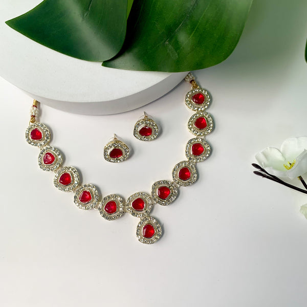 Soumya Red Necklace Set