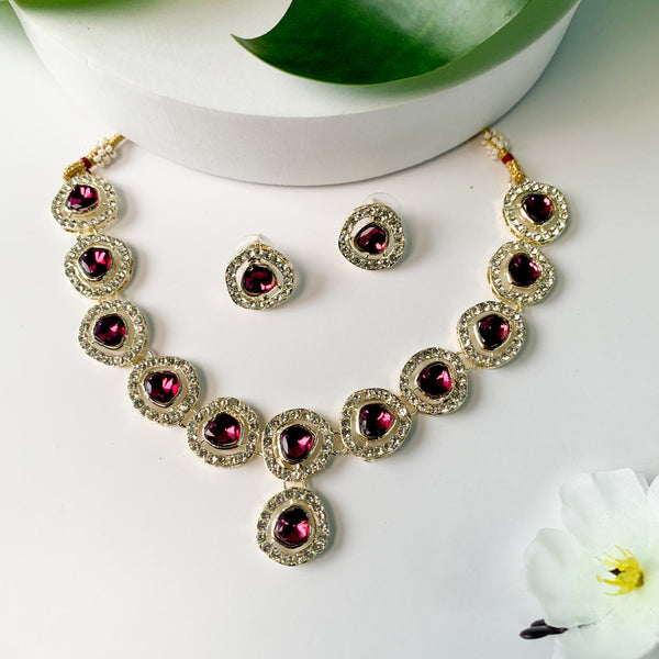 Soumya Wine Necklace Set