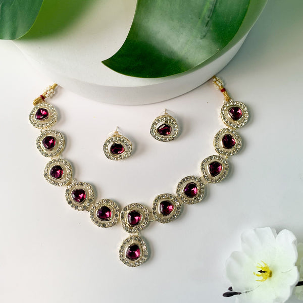 Soumya Wine Necklace Set