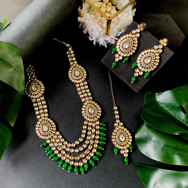 Mounika Green Necklace Set