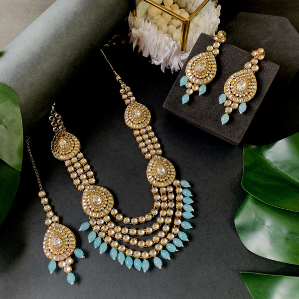 Mounika Turquoise Necklace Set