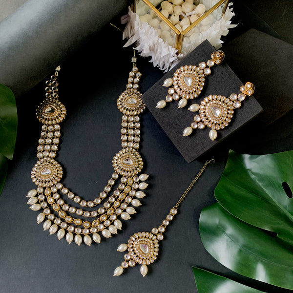 Mounika White Necklace Set