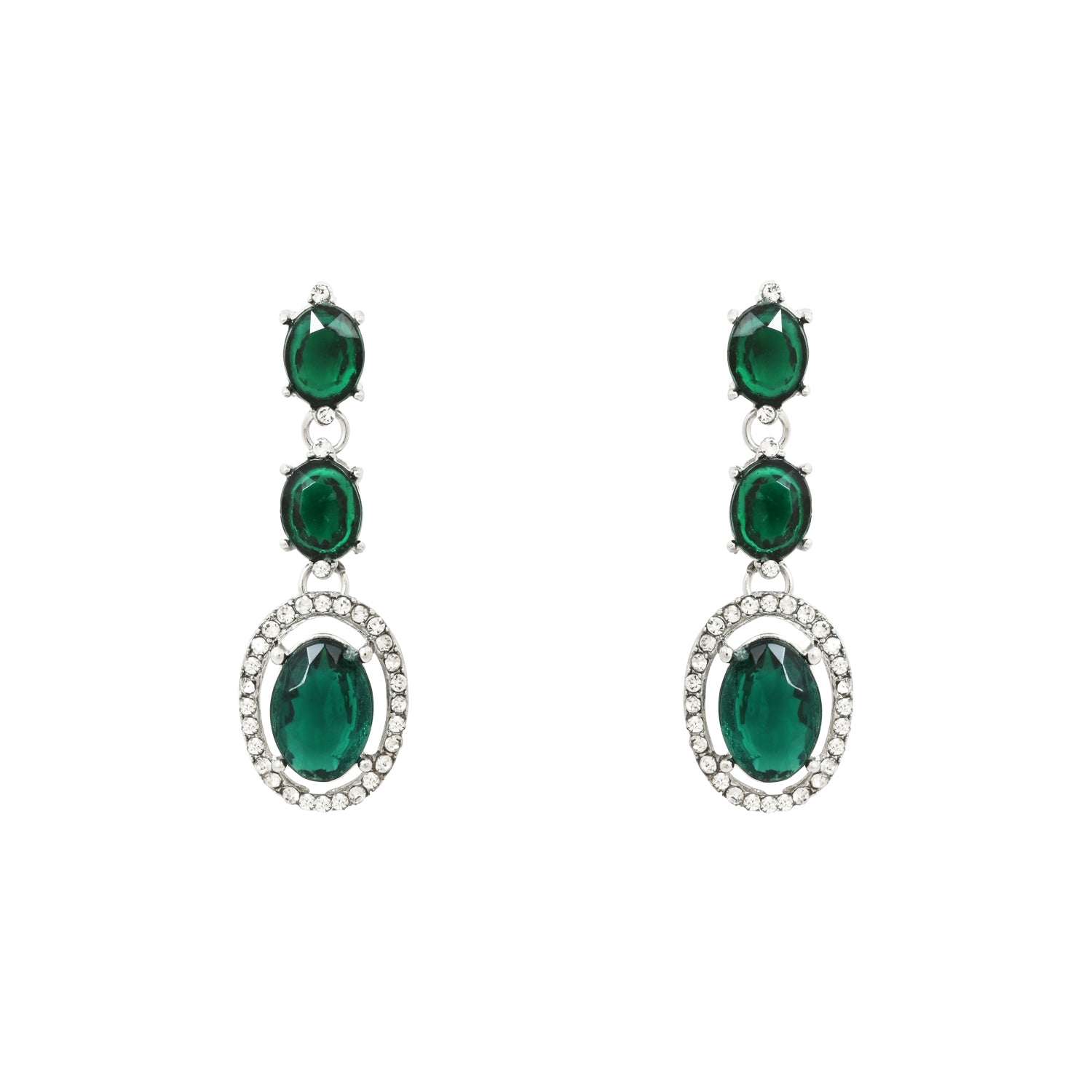 Neyara Silver Green Necklace Set