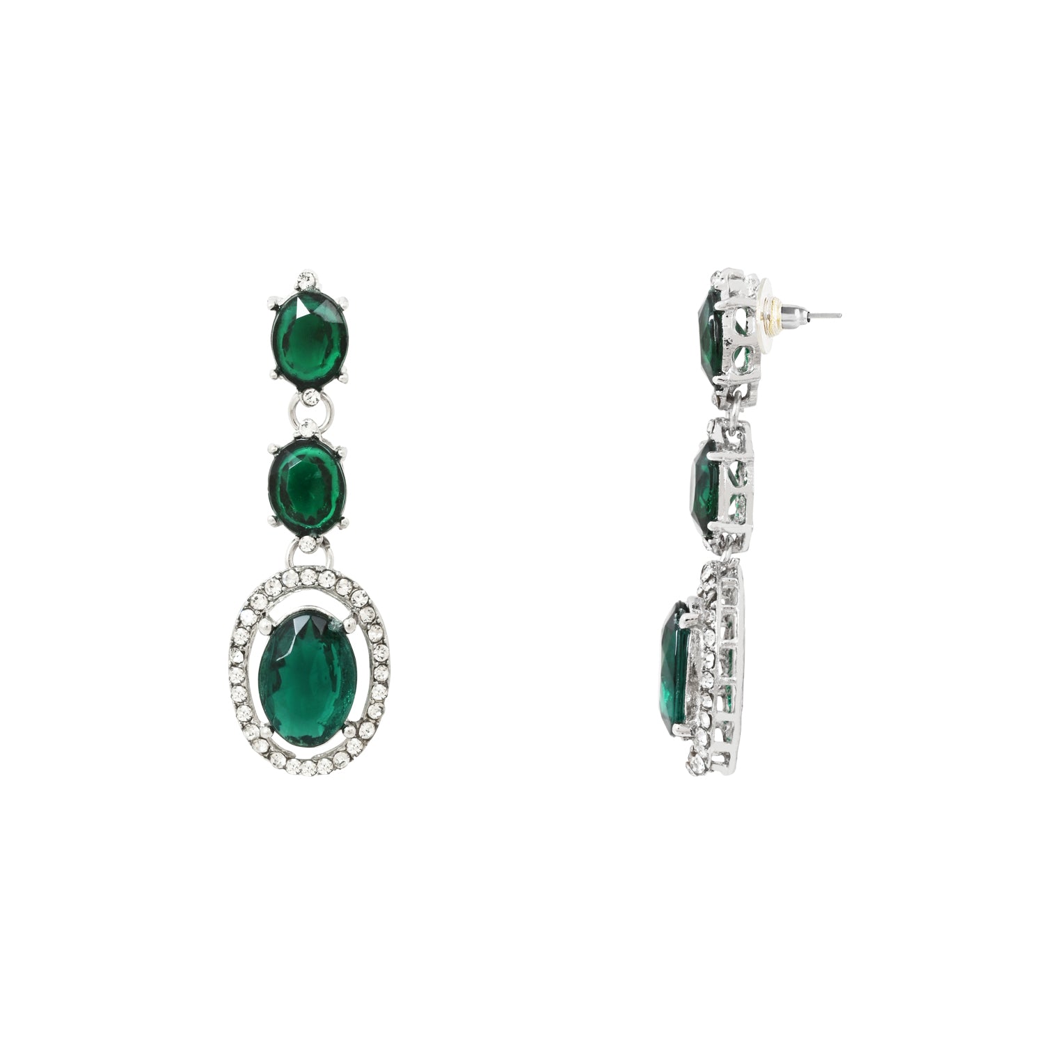 Neyara Silver Green Necklace Set