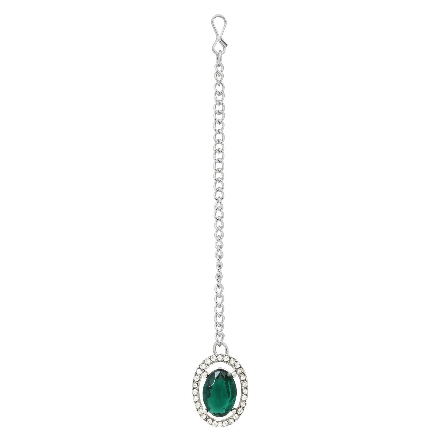 Neyara Silver Green Necklace Set