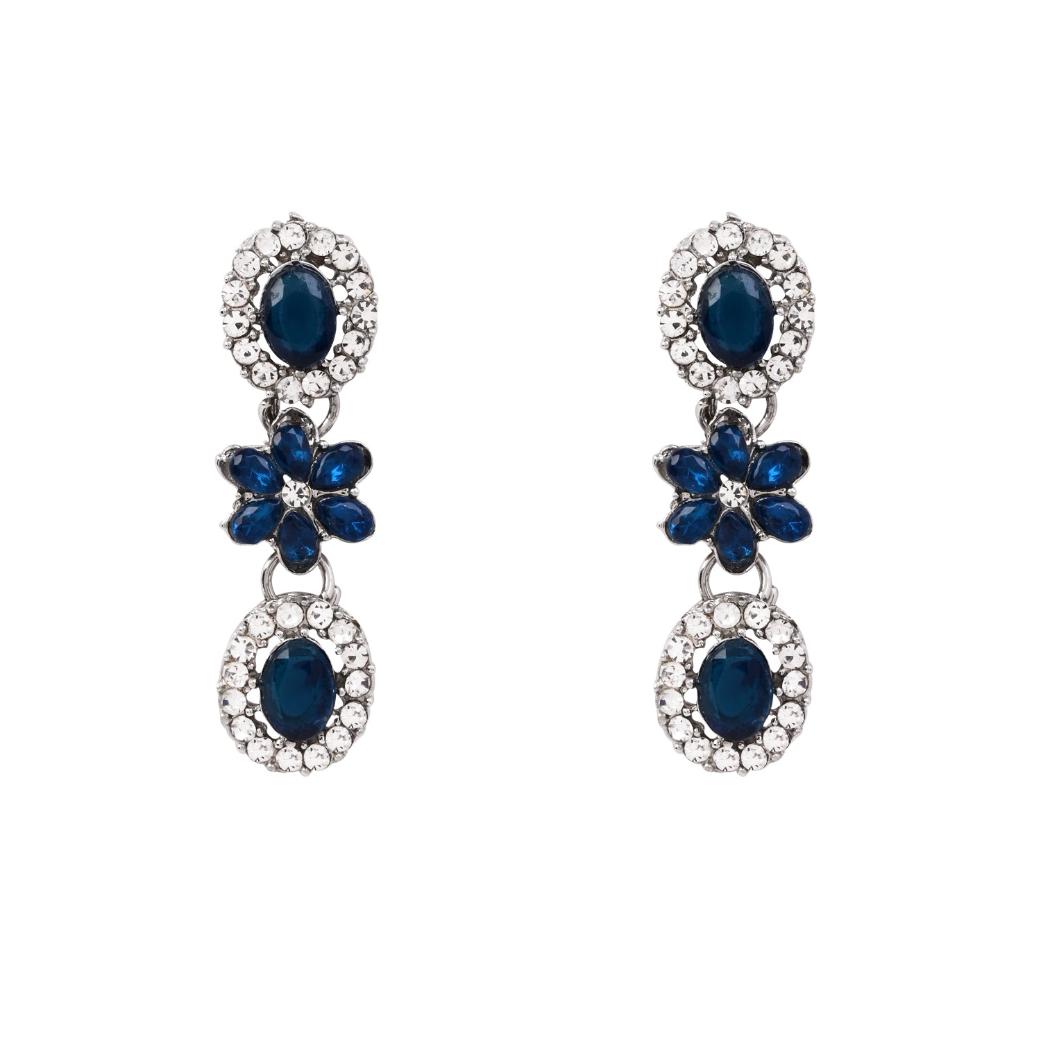 Rishwika - Silver Blue Necklace Set