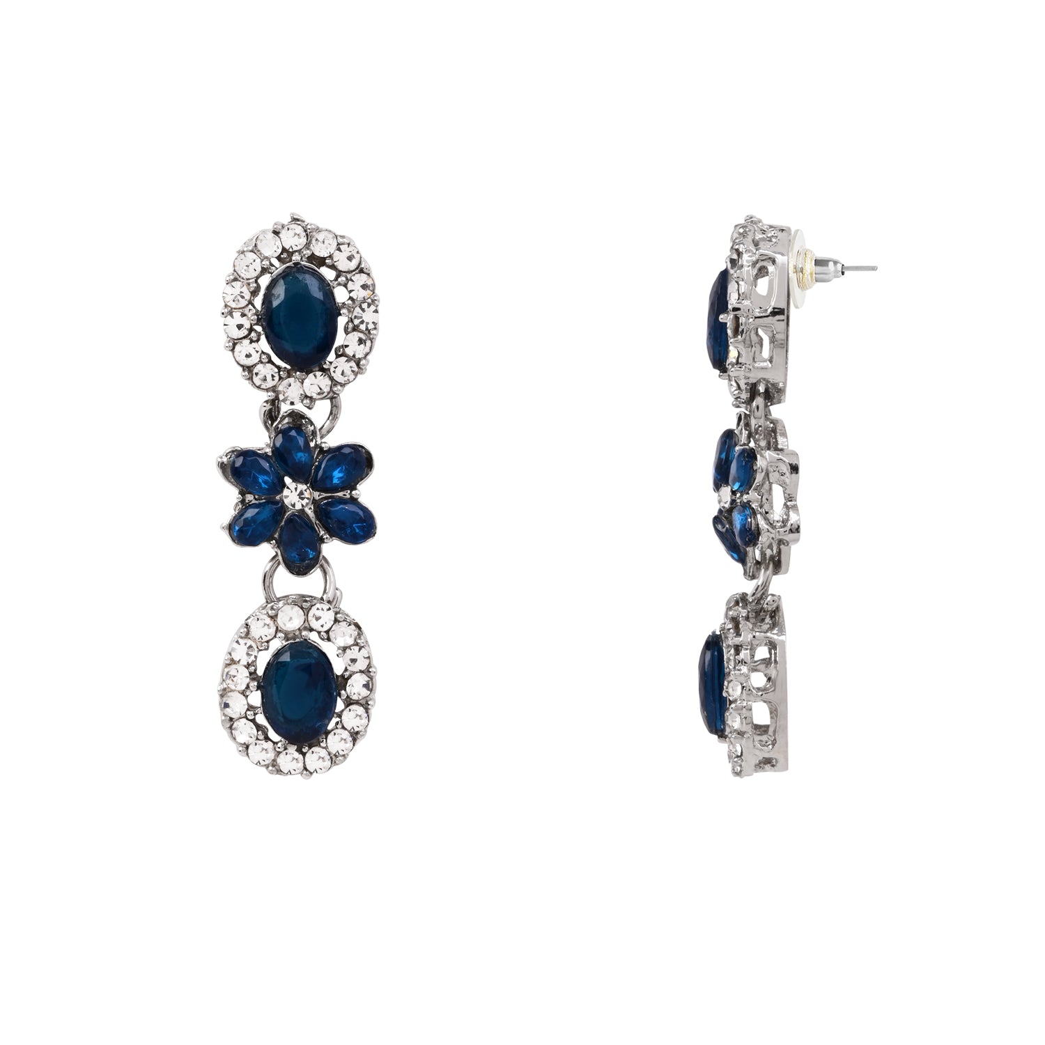 Rishwika - Silver Blue Necklace Set