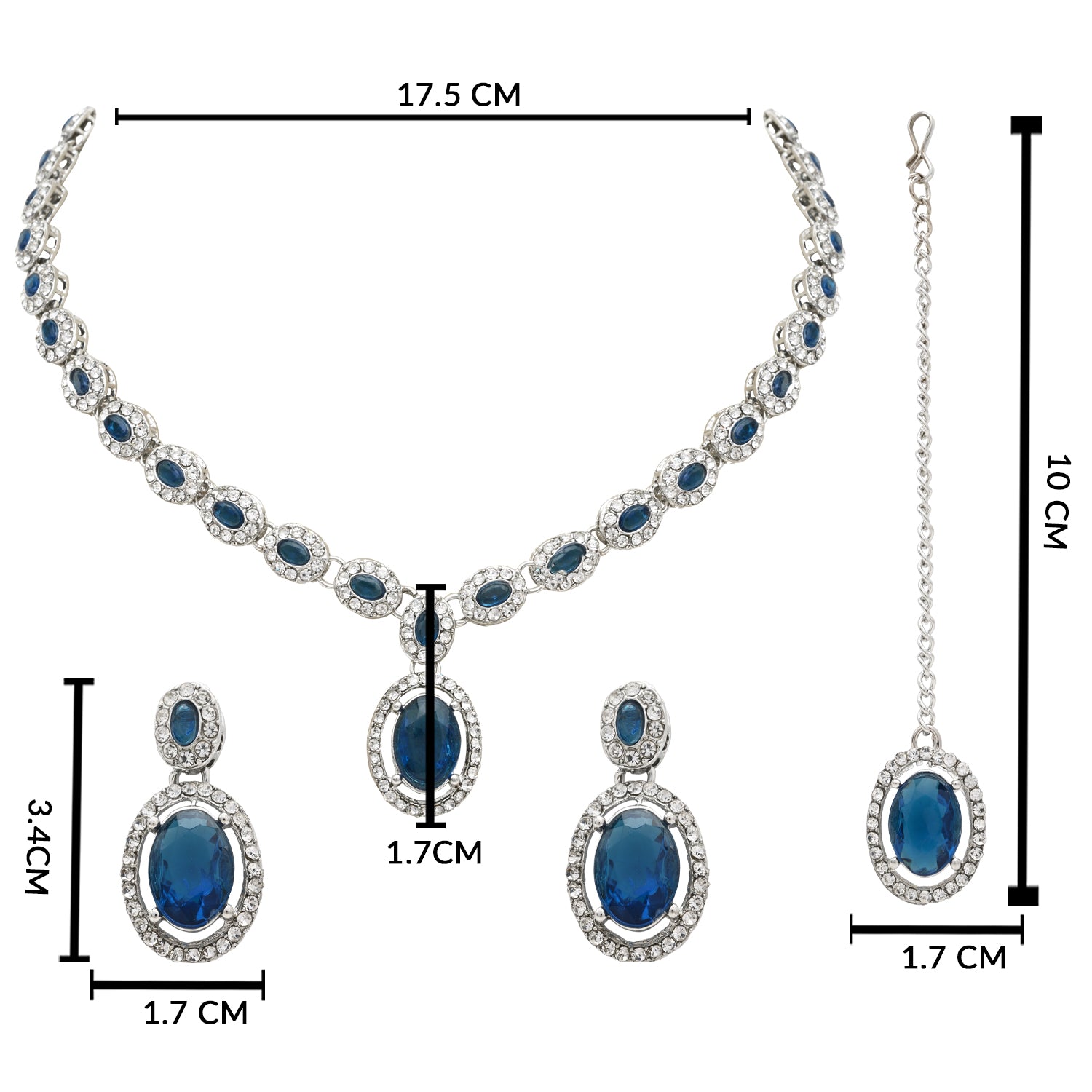 Zeyana Silver Montana Necklace Set