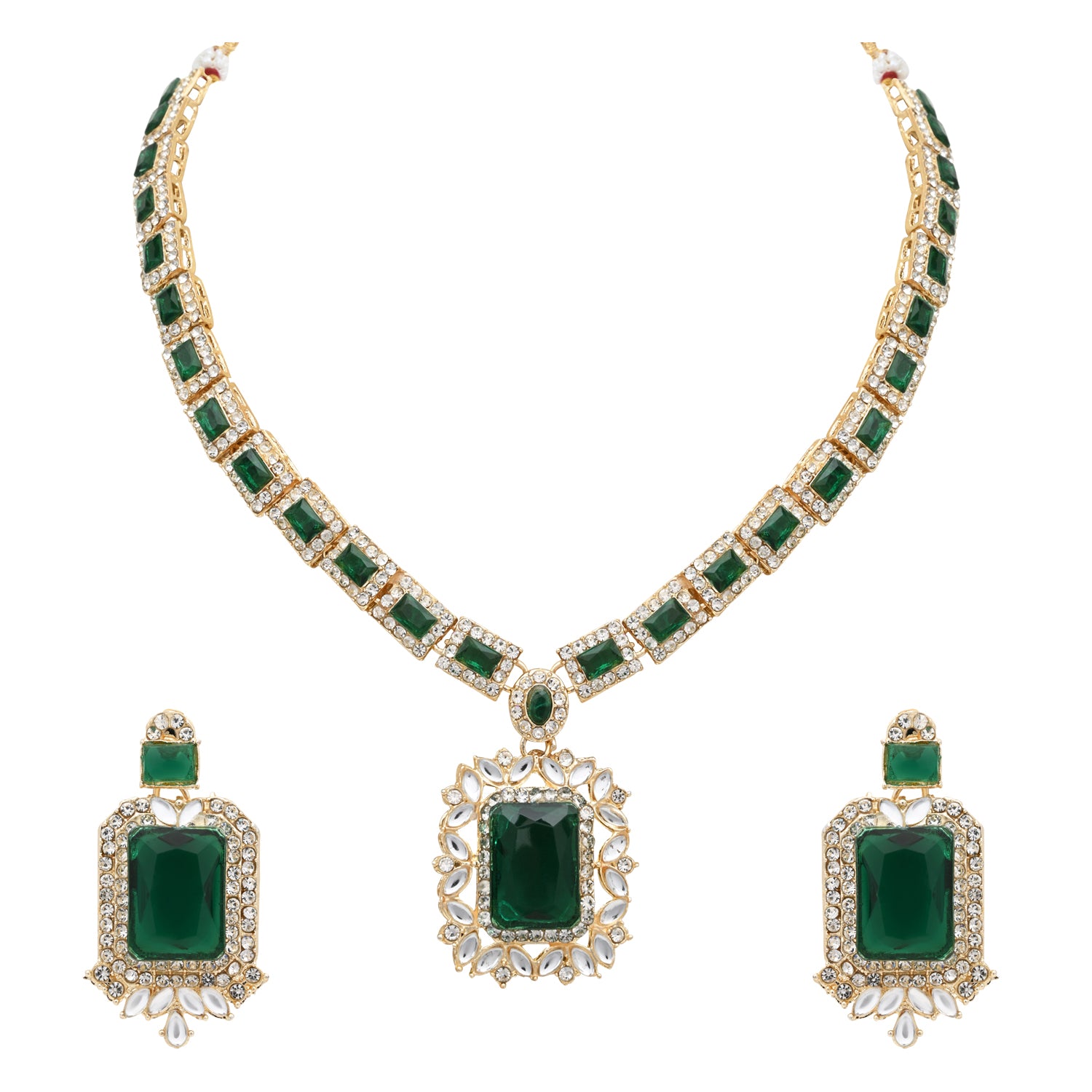 Vrinaya Green Necklace Set