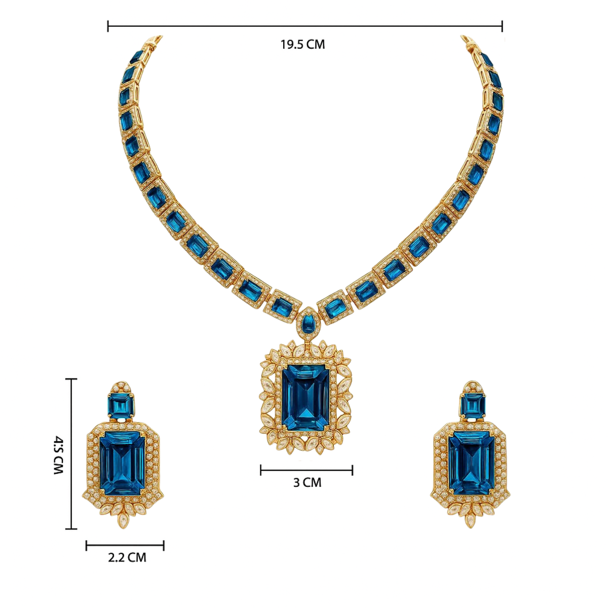 Montana color crystal jewellery set in zinc alloy with necklace and earrings