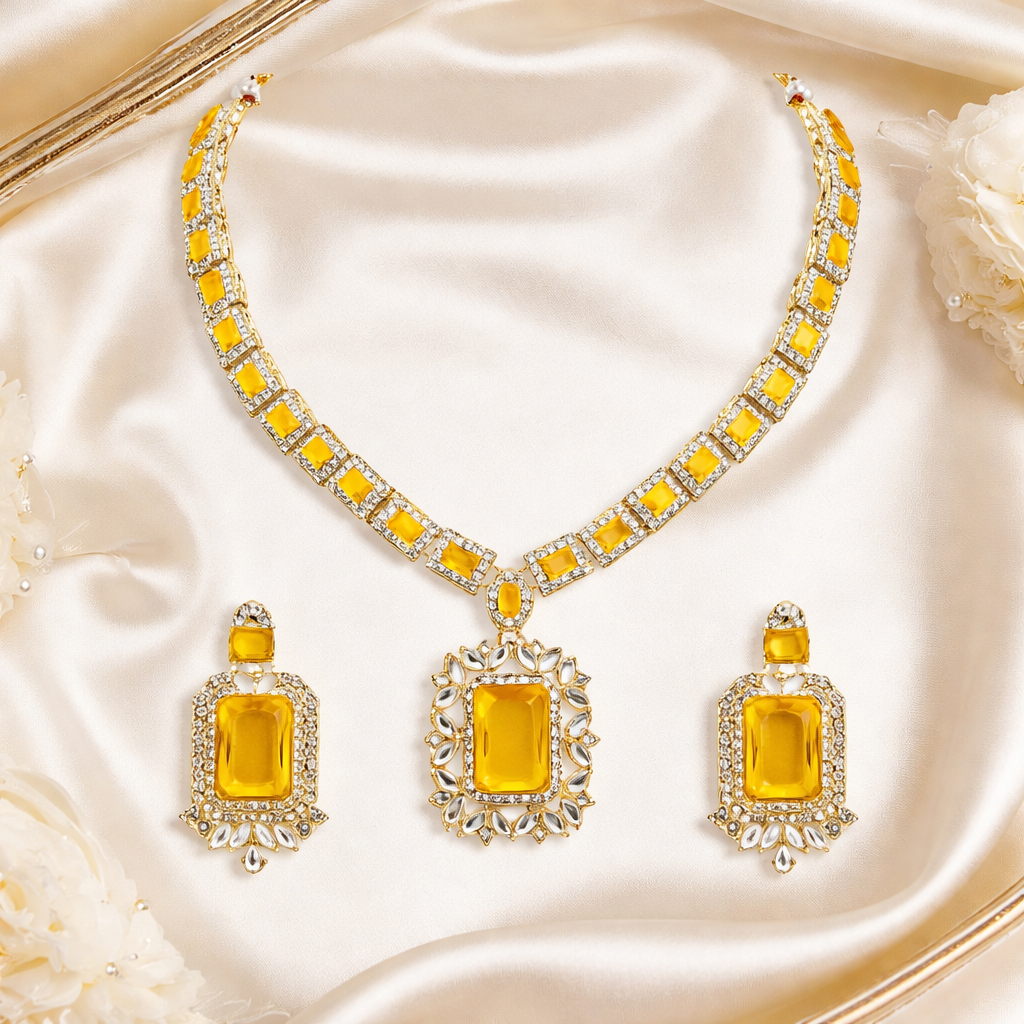 Vrinaya Yellow Necklace Set