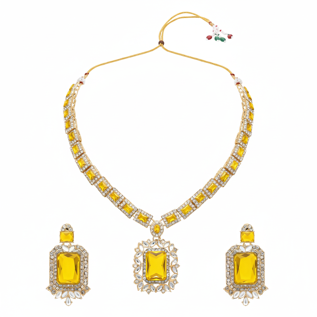 Vrinaya Yellow Necklace Set