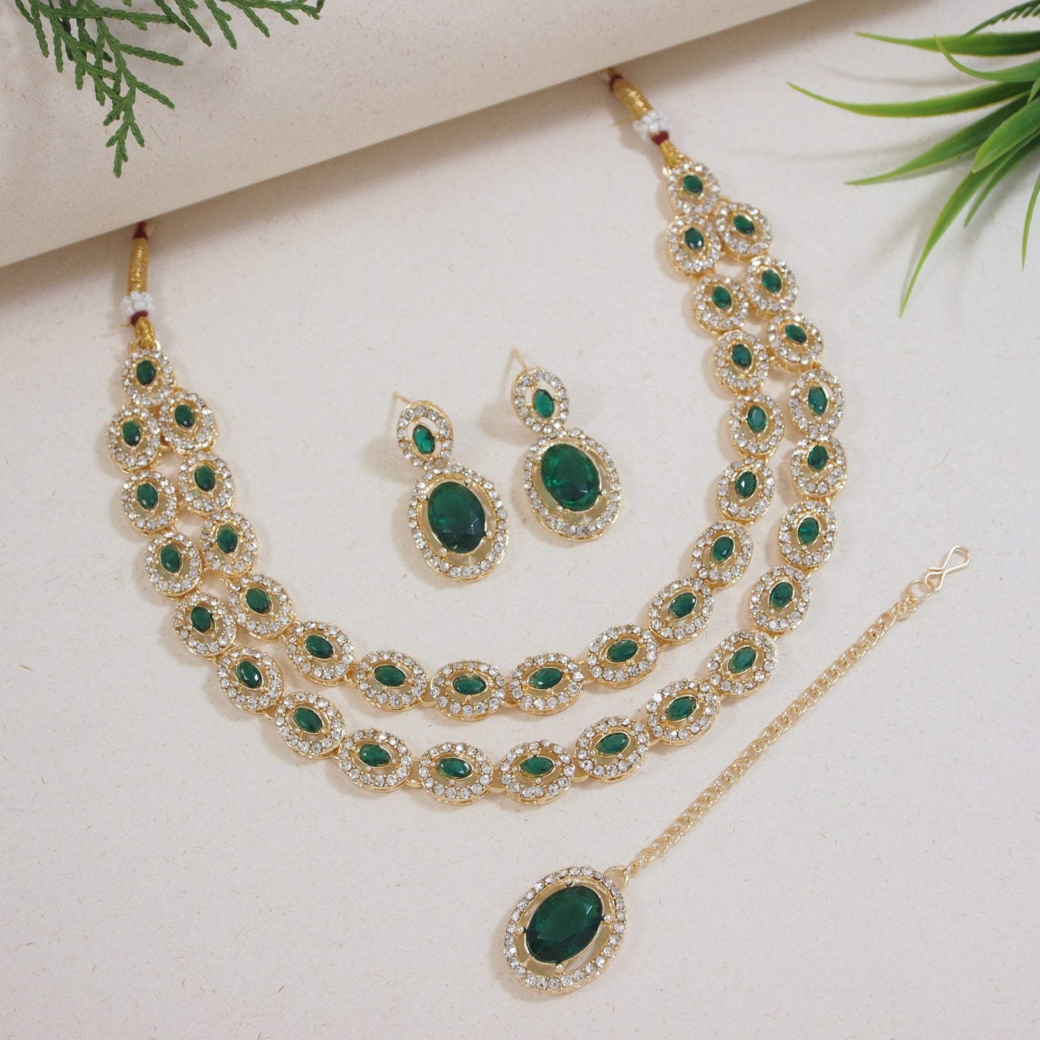 Ziyana Green Necklace Set