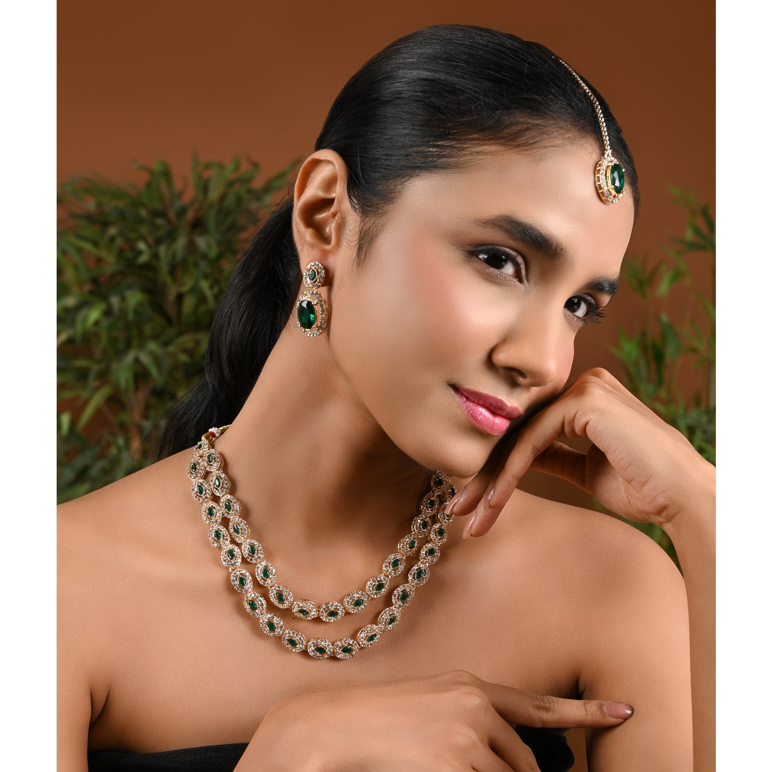 Ziyana Green Necklace Set