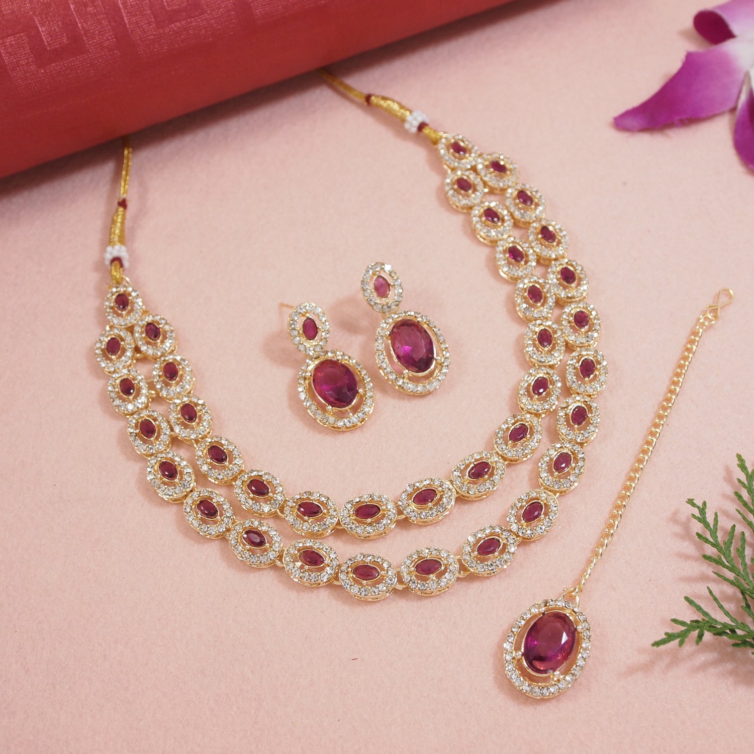 Ziyana Wine Necklace Set
