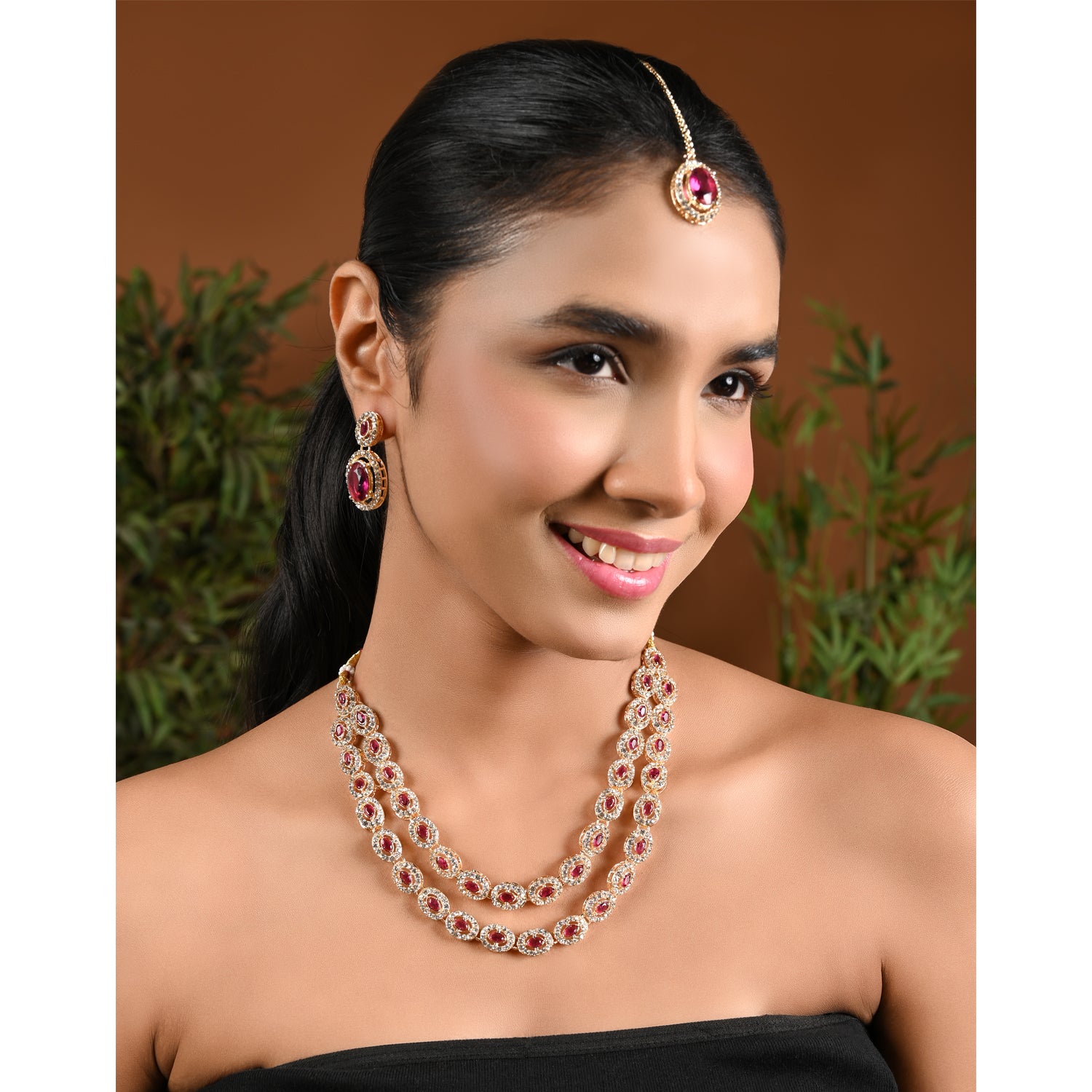 Ziyana Wine Necklace Set