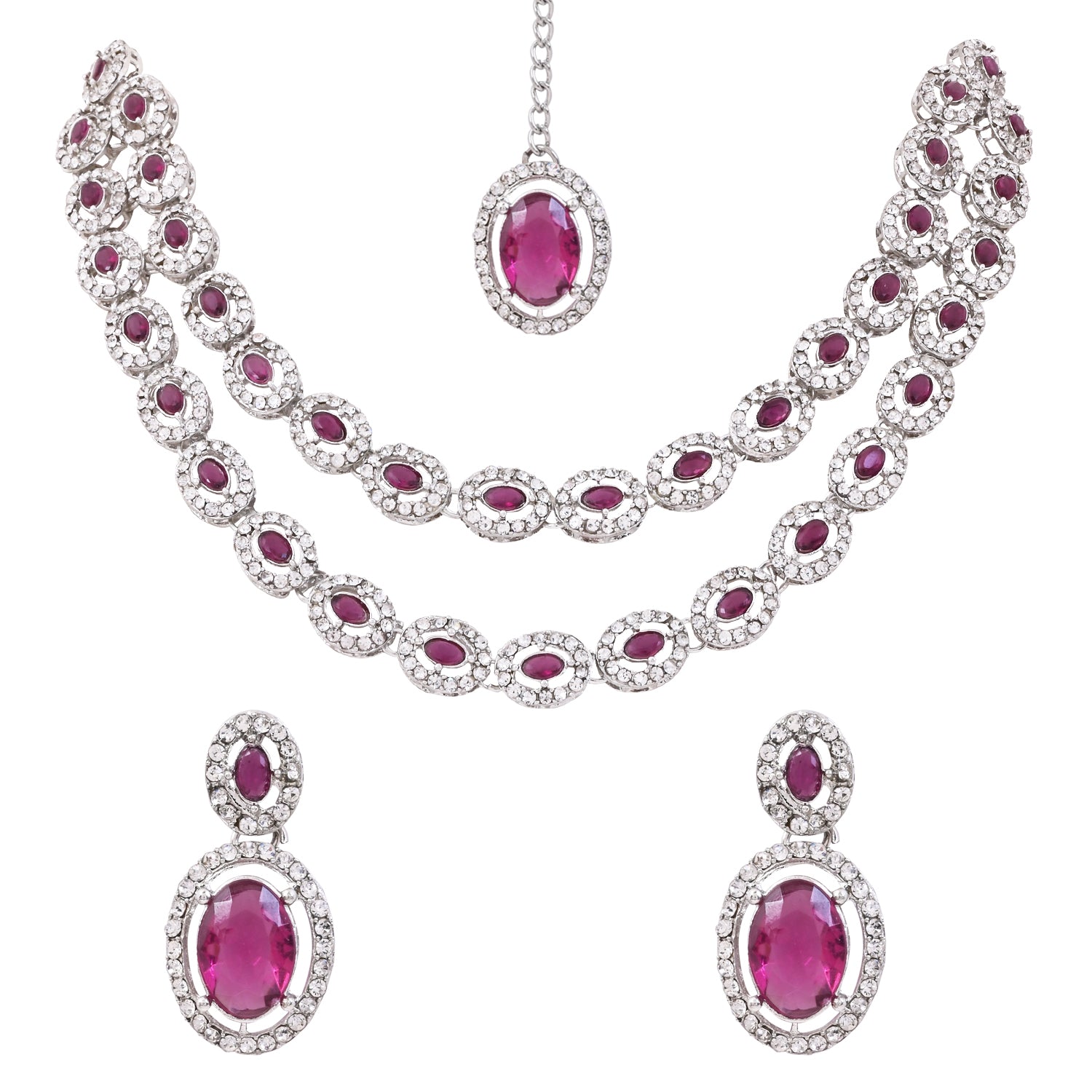 Ziyana Silver Wine Necklace Set