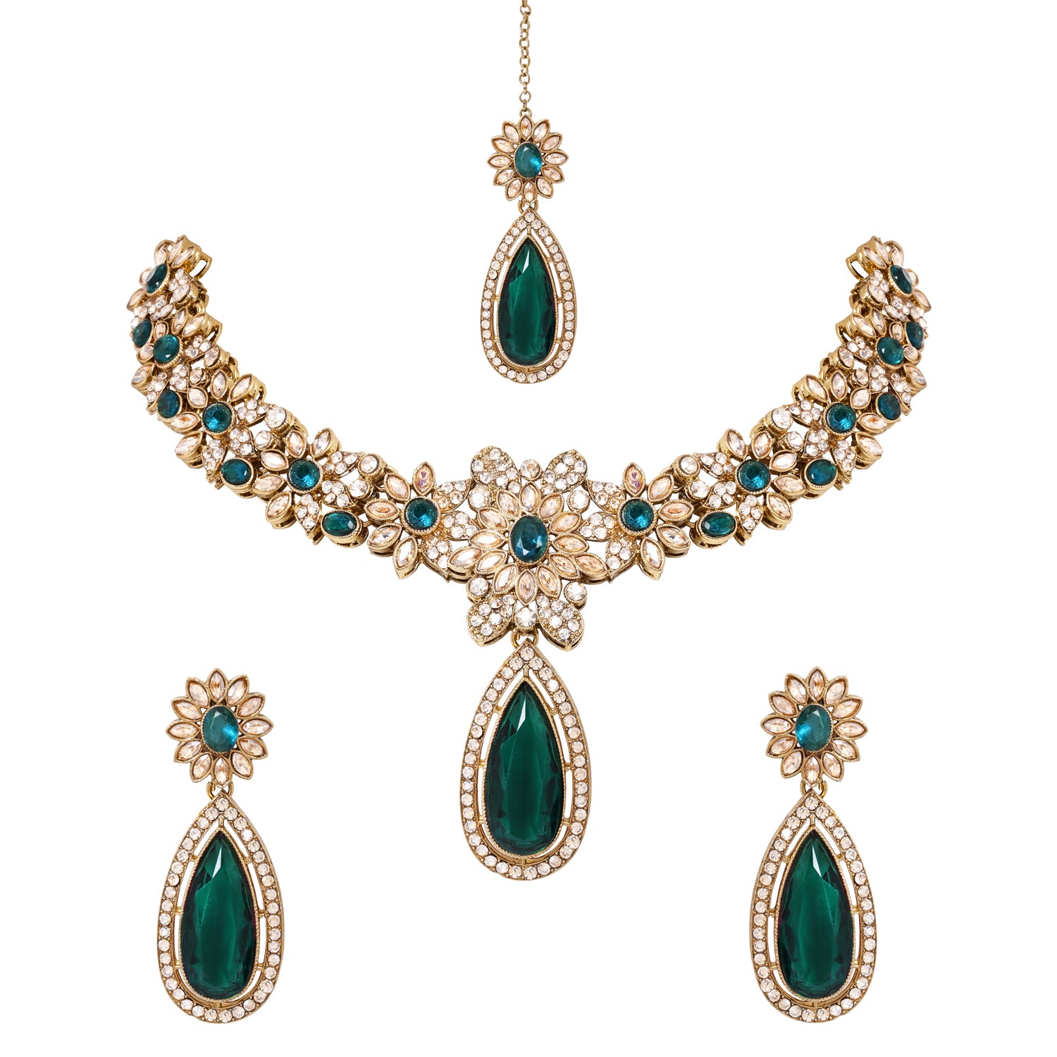Nyathi -Traditional Green Temple Necklace Set