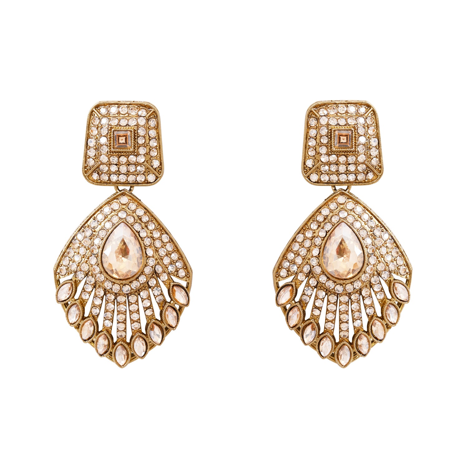 Qiyara - Gold Plated Antique Temple Necklace Set
